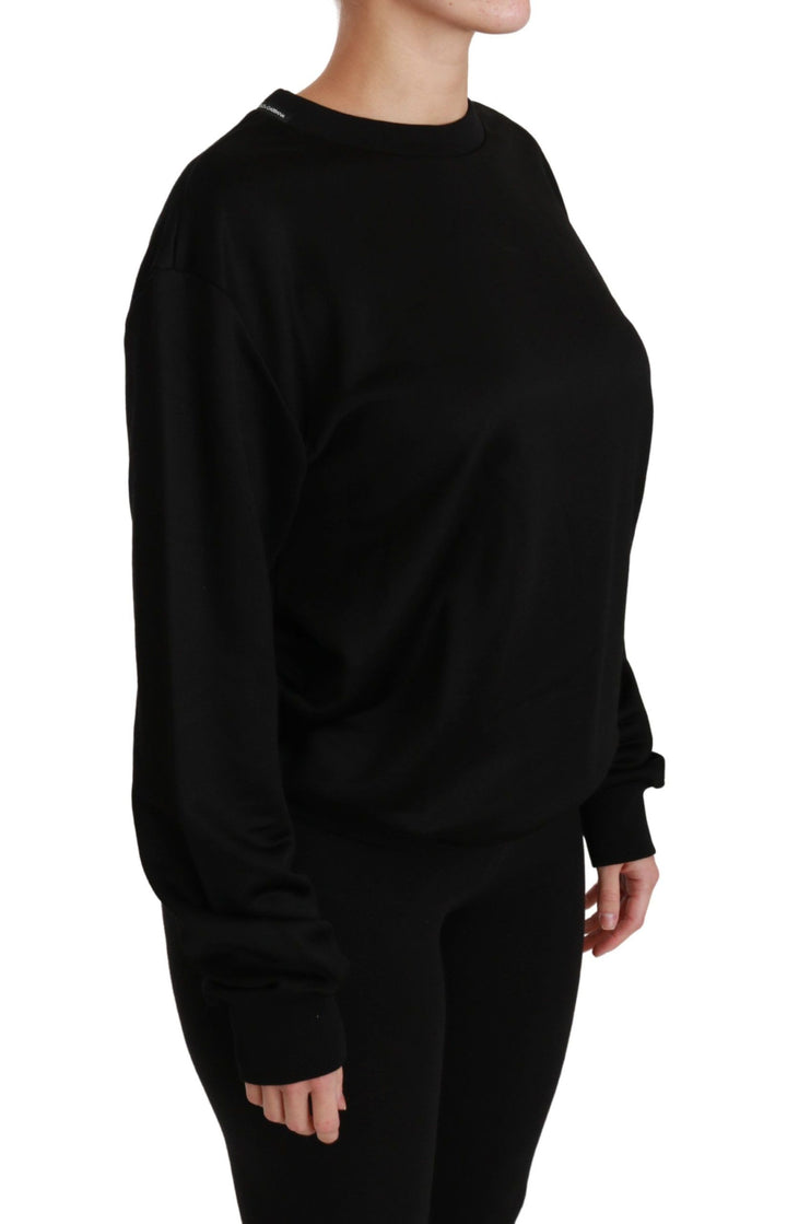 Elegant round-neck sweater made of black cotton