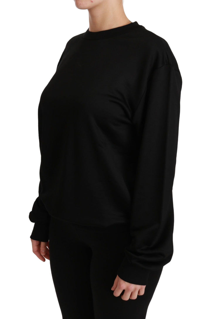 Elegant round-neck sweater made of black cotton