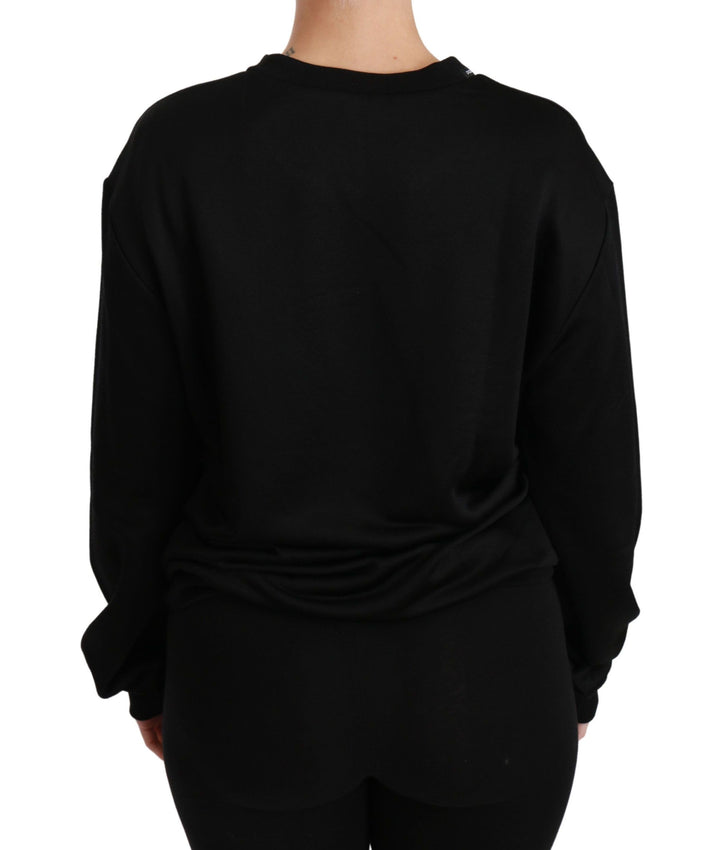 Elegant round-neck sweater made of black cotton
