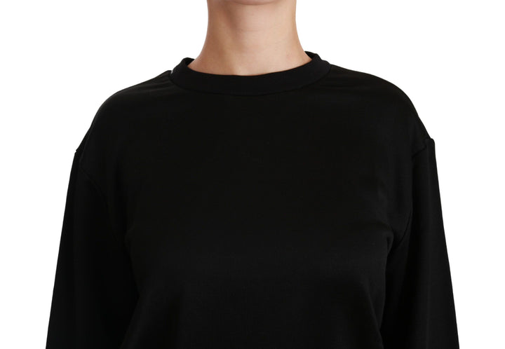 Elegant round-neck sweater made of black cotton