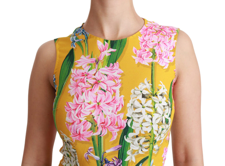 Gelbes Floral Stretch Top Tank Bluse