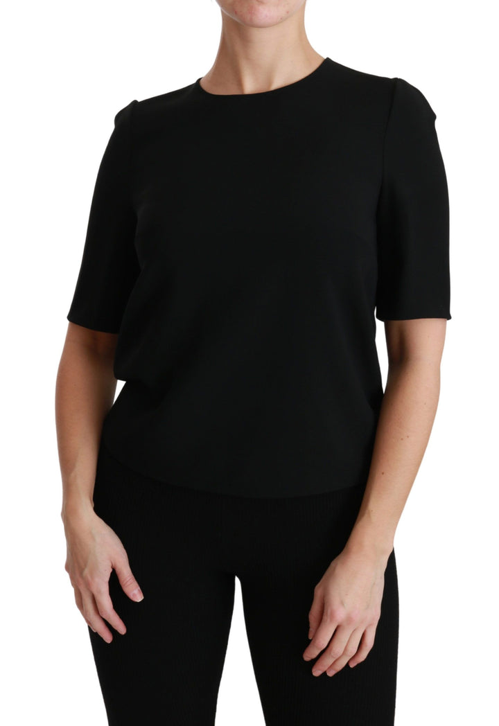 Elegant black stretch blouse top