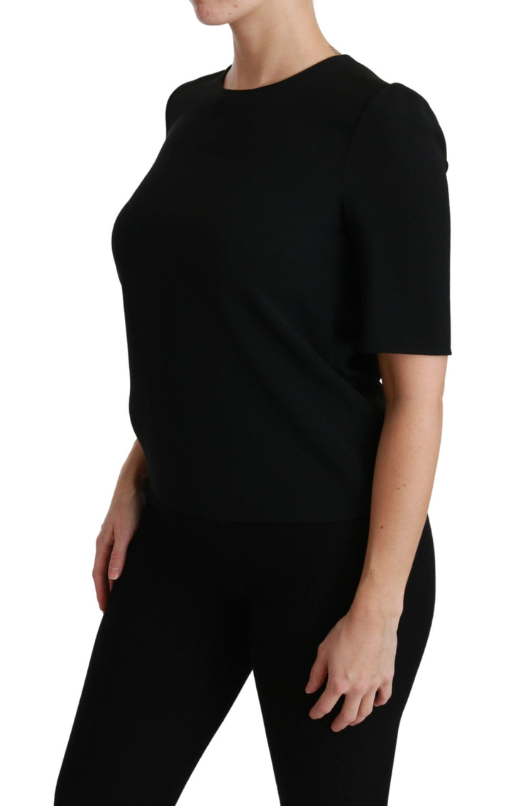 Elegant black stretch blouse top
