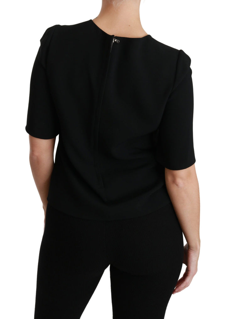 Elegant black stretch blouse top