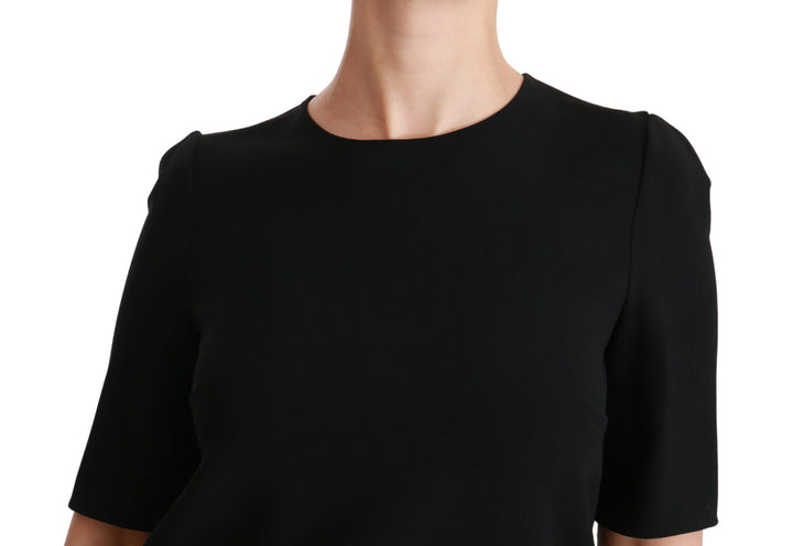 Elegant black stretch blouse top
