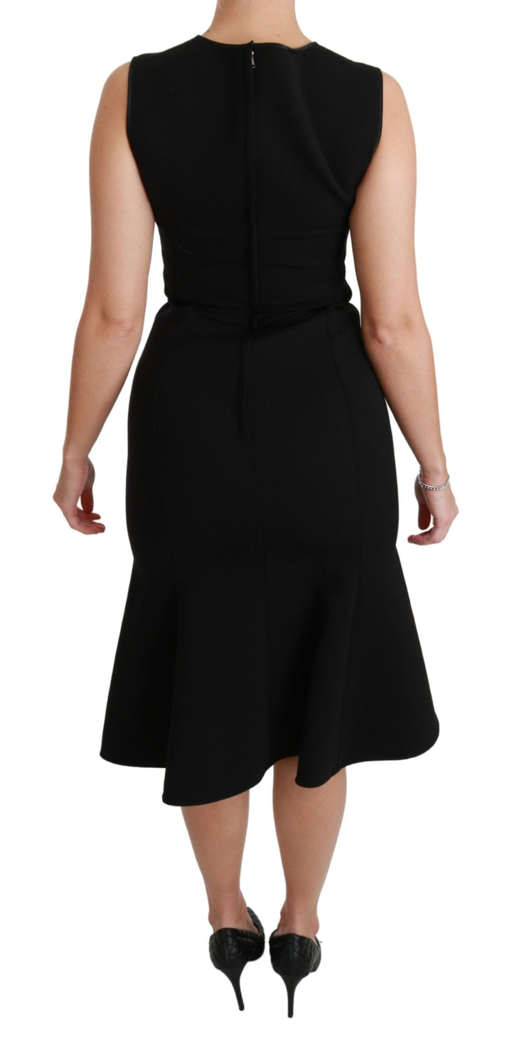 Elegant black fit flare dress made of wool blend