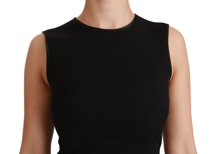 Elegant black fit flare dress made of wool blend