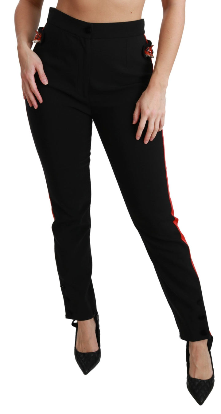 Schwarze Skinny Stretch-Fuchskopf-Baumwollhose