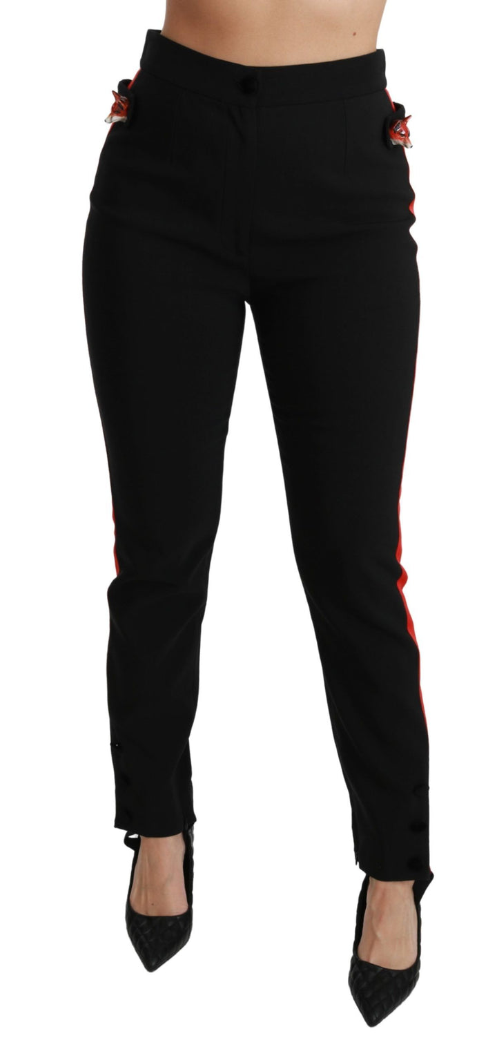 Schwarze Skinny Stretch-Fuchskopf-Baumwollhose