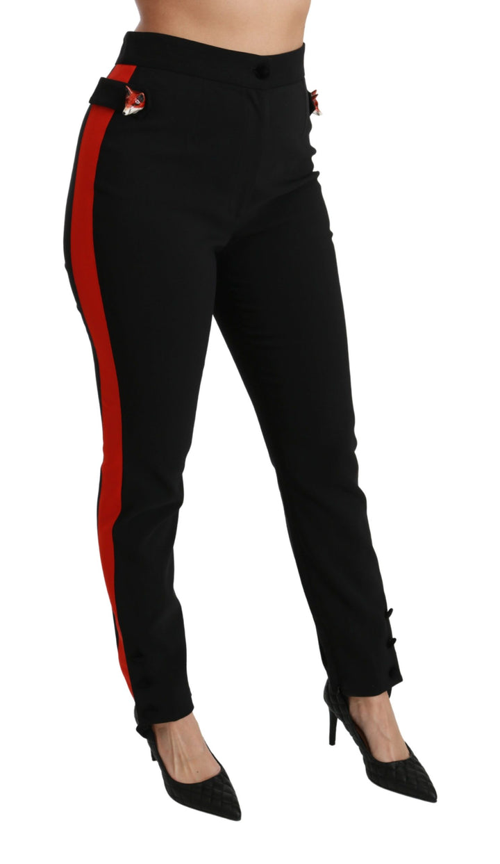Schwarze Skinny Stretch-Fuchskopf-Baumwollhose