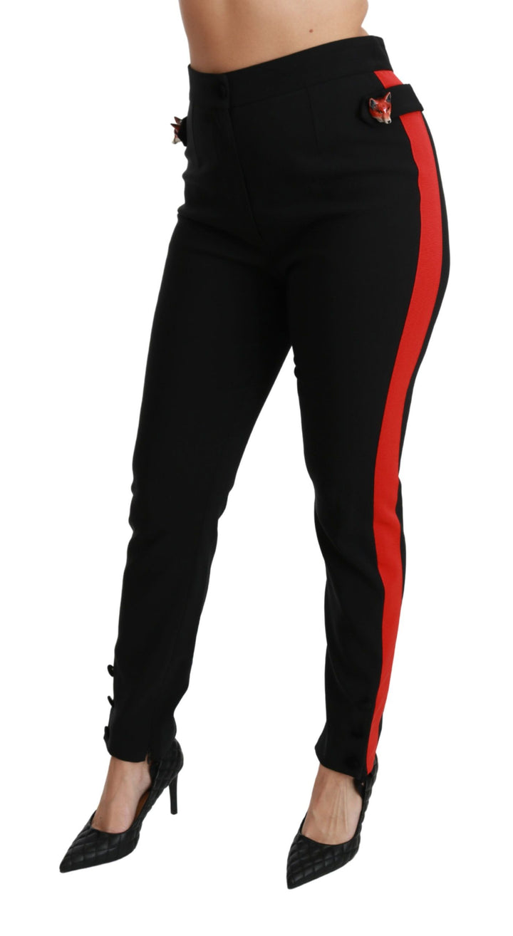Schwarze Skinny Stretch-Fuchskopf-Baumwollhose