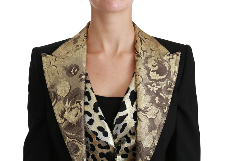 Schwarze Jacquard-Weste Blazermantel Wolljacke