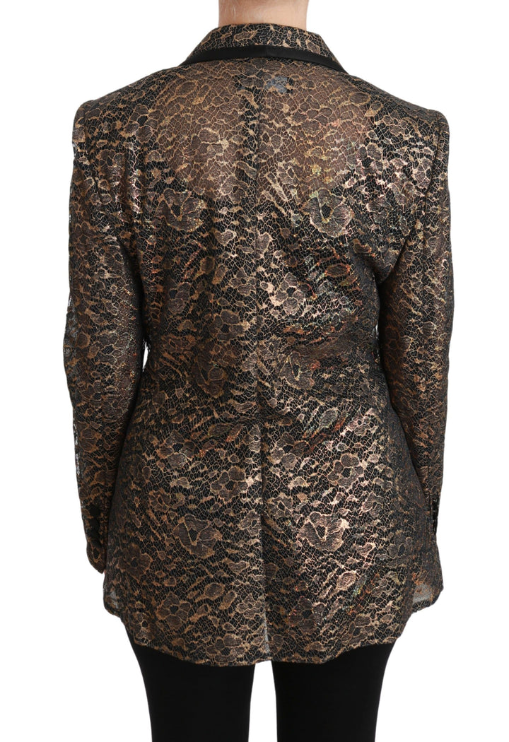 Gold Schwarz Spitze Blazermantel Floral Jacke