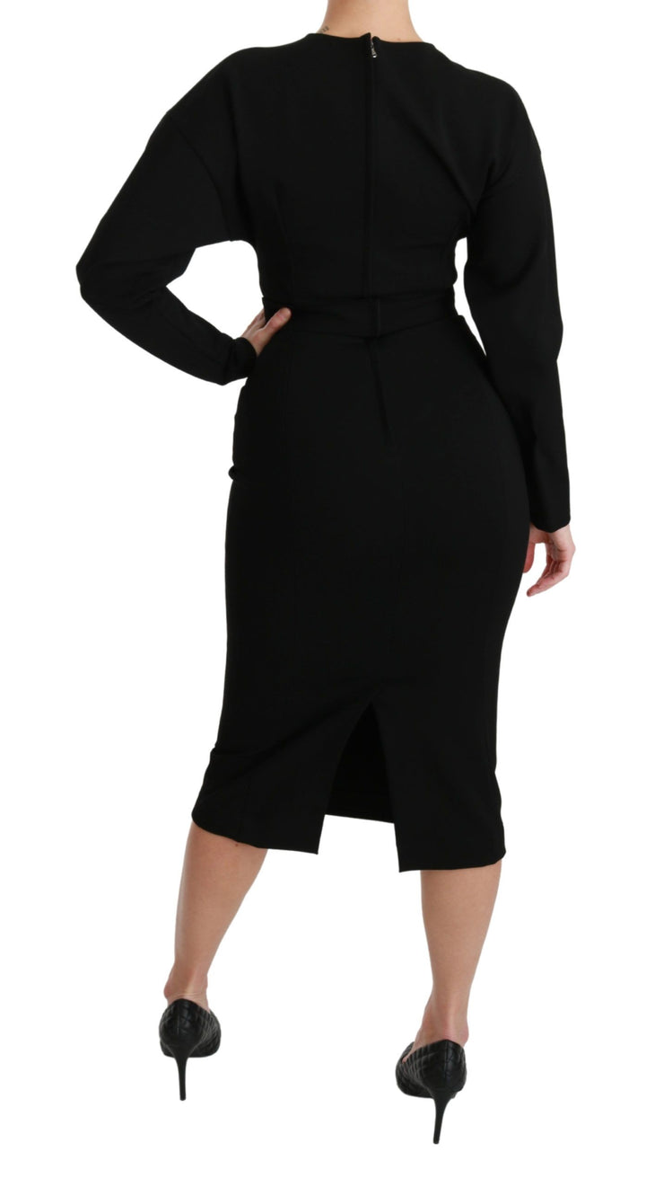 Elegant black bodycon sheath dress midi dress