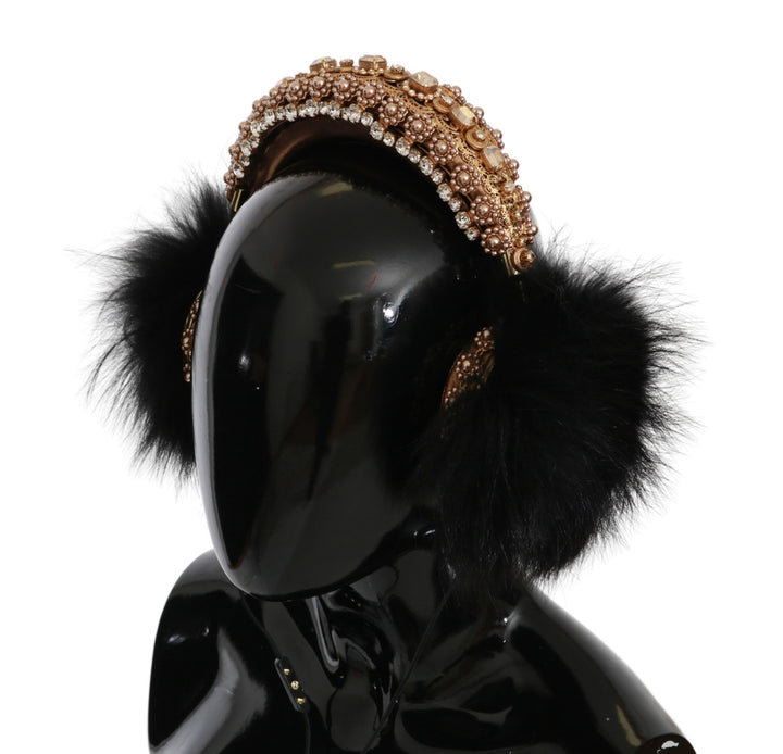 Headphones with gold-black crystal decoration