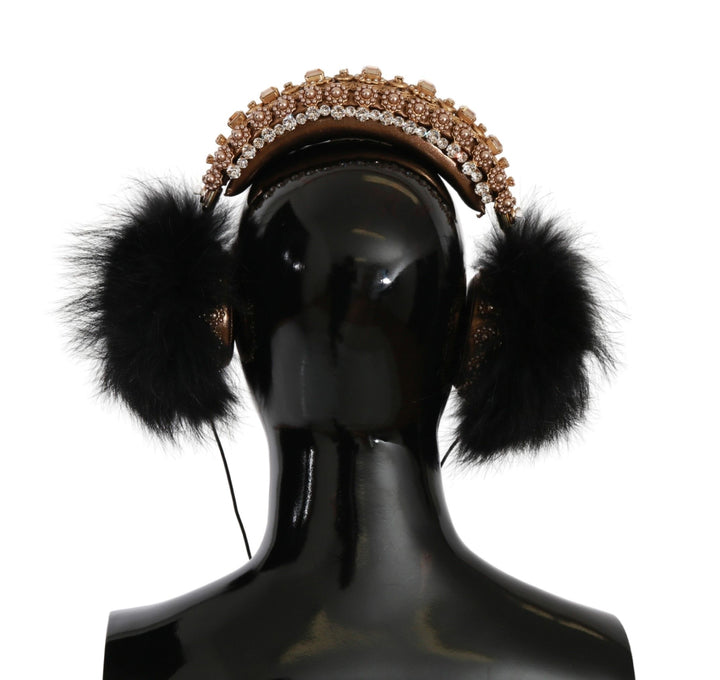 Headphones with gold-black crystal decoration