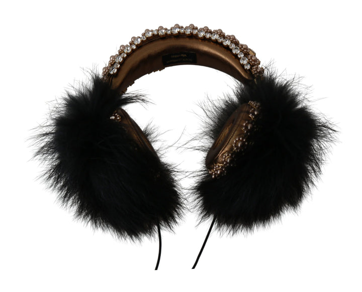 Headphones with gold-black crystal decoration