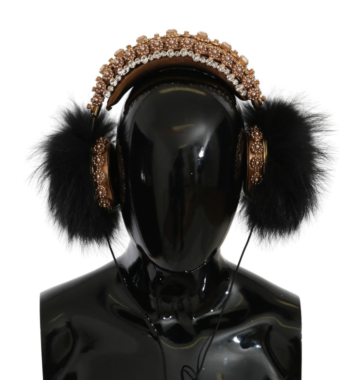 Headphones with gold-black crystal decoration