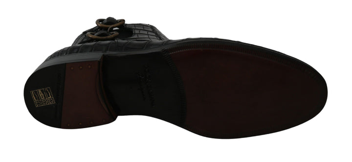 Elegant Derby brogue boots made of exotic leather