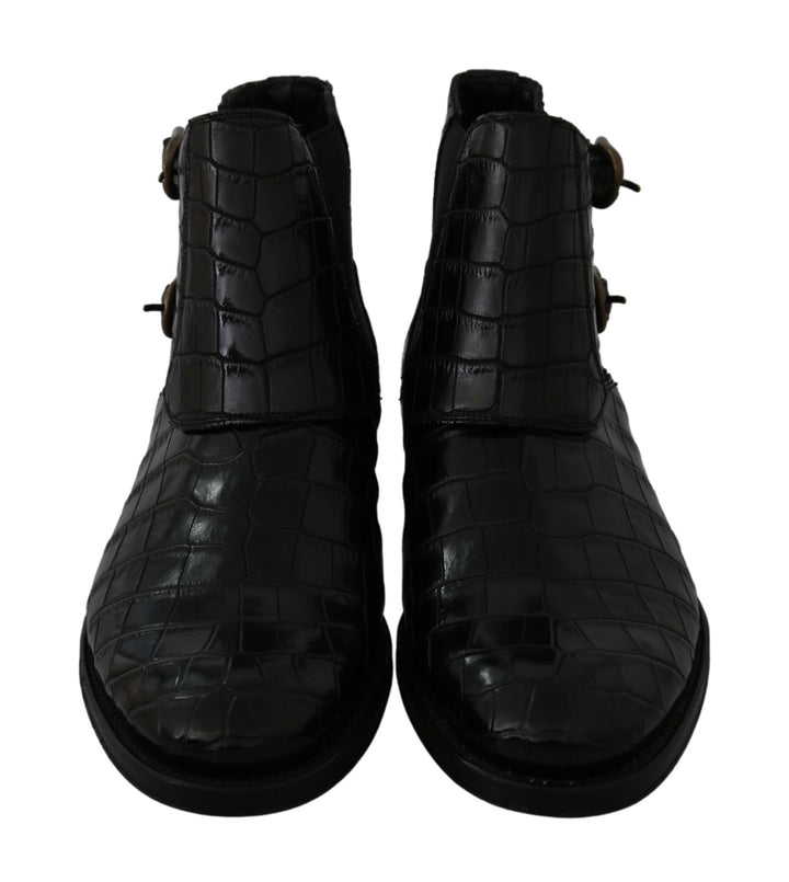 Elegant Derby brogue boots made of exotic leather