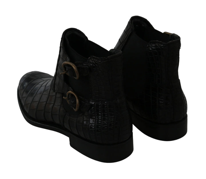 Elegant Derby brogue boots made of exotic leather