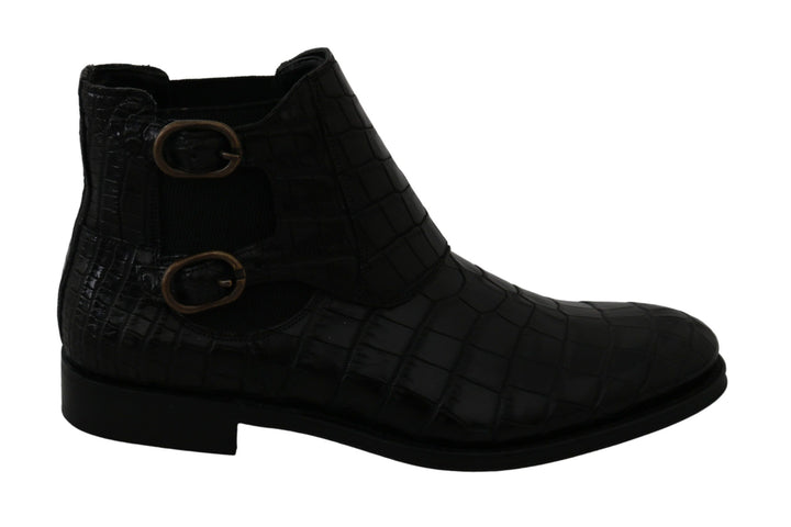 Elegant Derby brogue boots made of exotic leather