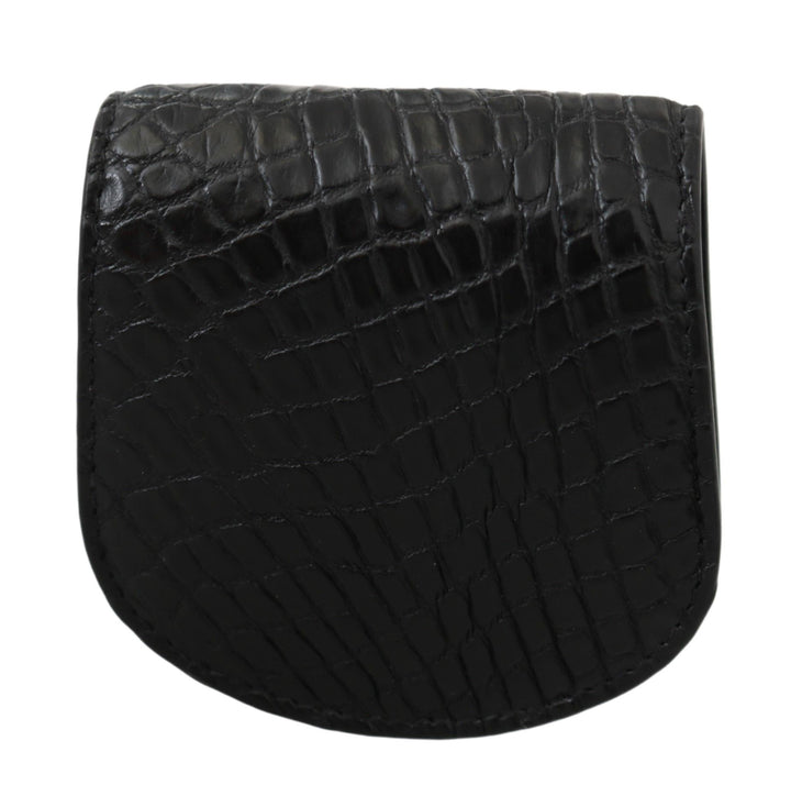 Elegant black leather coin case wallet