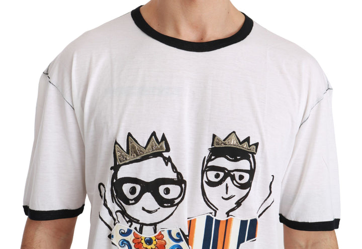 Elegant white silk blend T-shirt for men