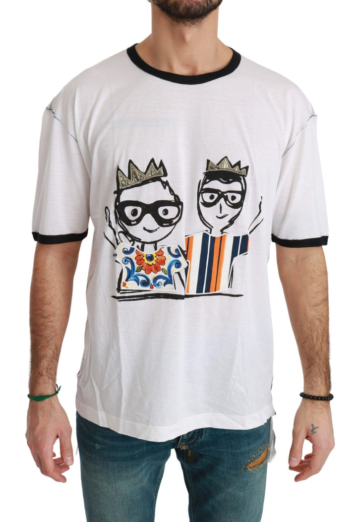 Elegant white silk blend T-shirt for men