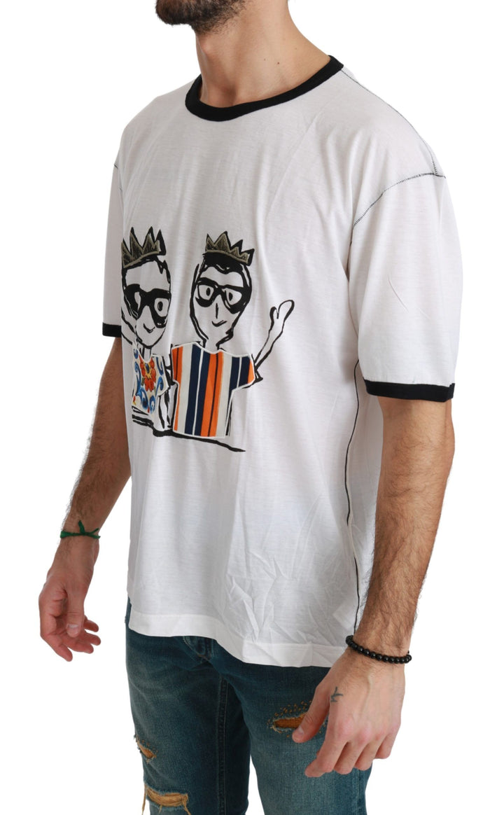 Elegant white silk blend T-shirt for men