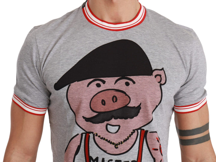 Graues Baumwoll-Top 2019 Jahr des Schweins T-shirt