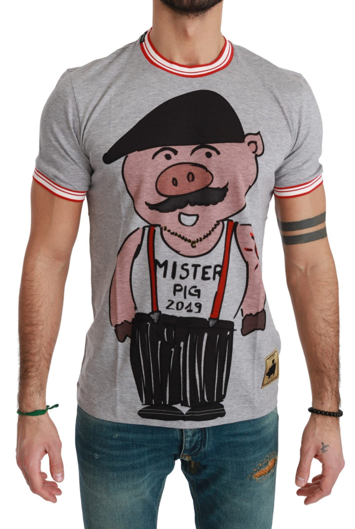 Graues Baumwoll-Top 2019 Jahr des Schweins T-shirt