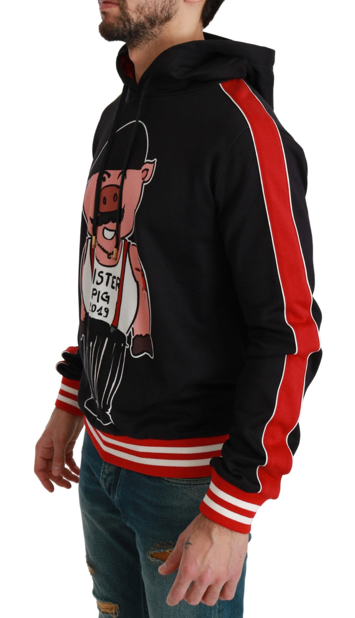 Elegant black hoodie with multicolored motif