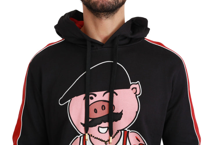 Elegant black hoodie with multicolored motif