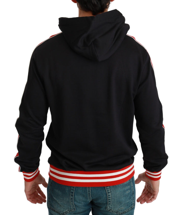 Elegant black hoodie with multicolored motif