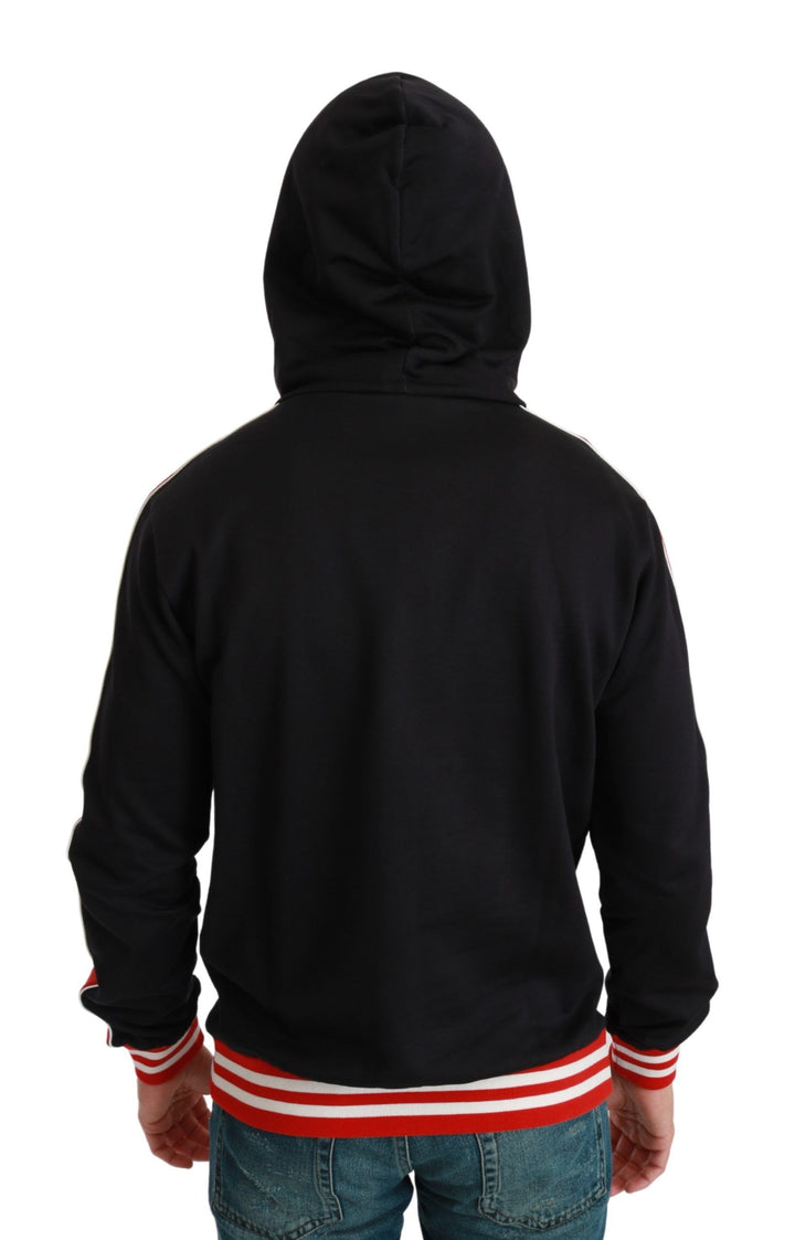 Elegant black hoodie with multicolored motif
