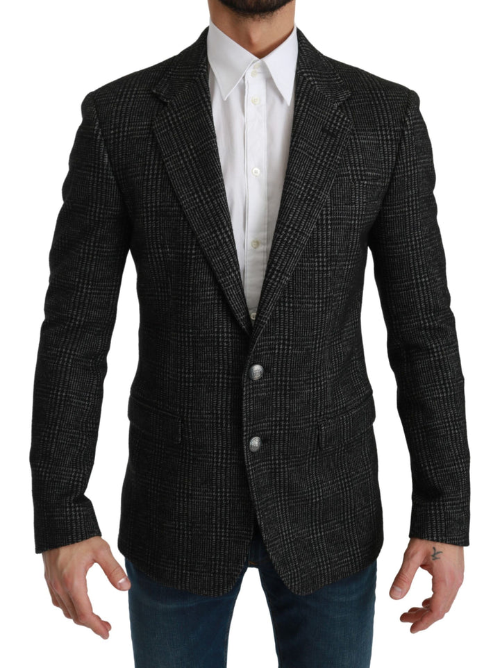 Elegant grey checked blazer in slim fit