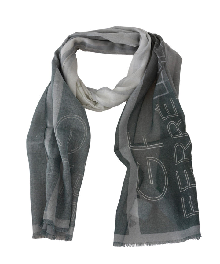 Elegant blue-grey patterned scarf