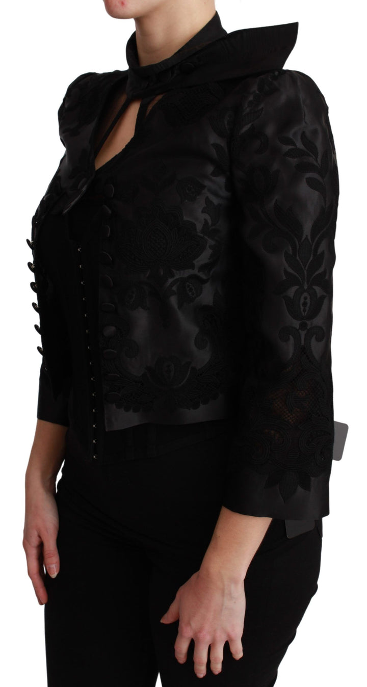 Exquisite jacquard corset blazer with floral pattern