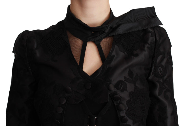 Exquisite jacquard corset blazer with floral pattern