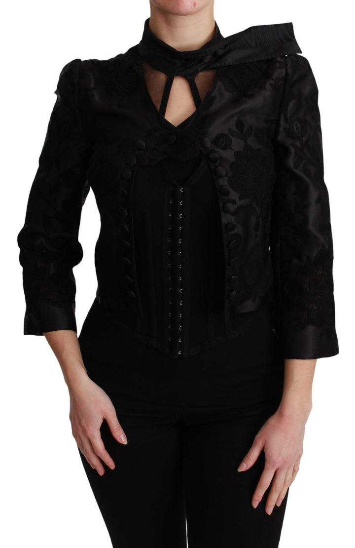 Exquisite jacquard corset blazer with floral pattern