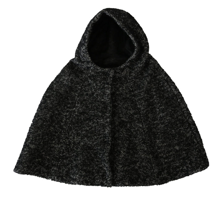 Elegant hooded scarf made of grey wool from the Italian cult label