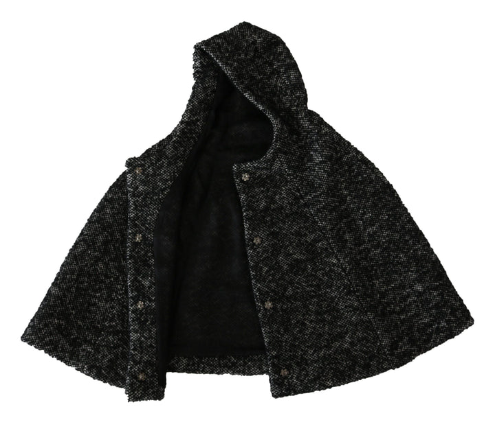 Elegant hooded scarf made of grey wool from the Italian cult label