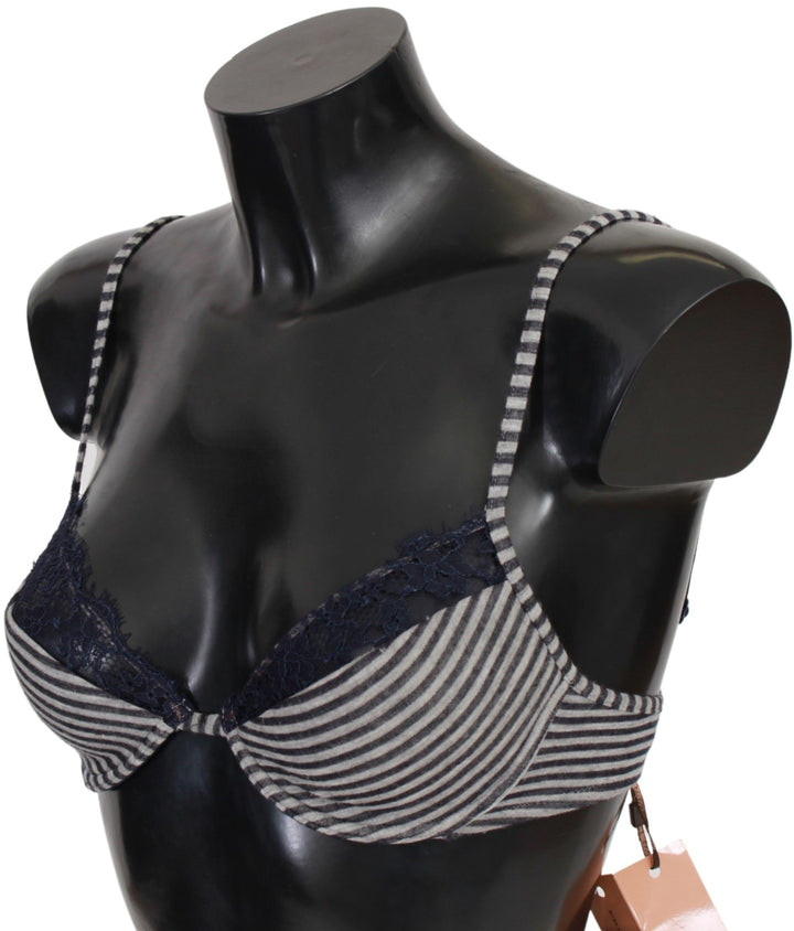 Blau gestreifte Spitze Reggiseno BH Unterwäsche