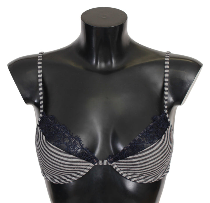 Blau gestreifte Spitze Reggiseno BH Unterwäsche