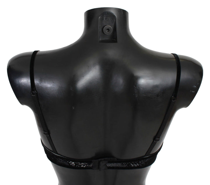 Smooth black mesh balconcino bra
