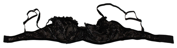 Smooth black mesh balconcino bra