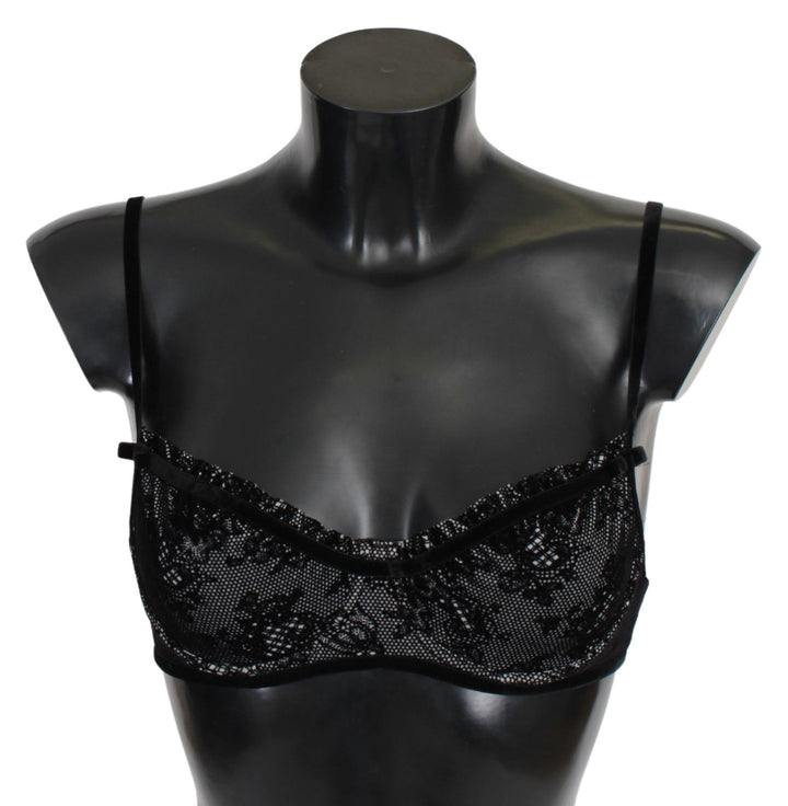 Smooth black mesh balconcino bra