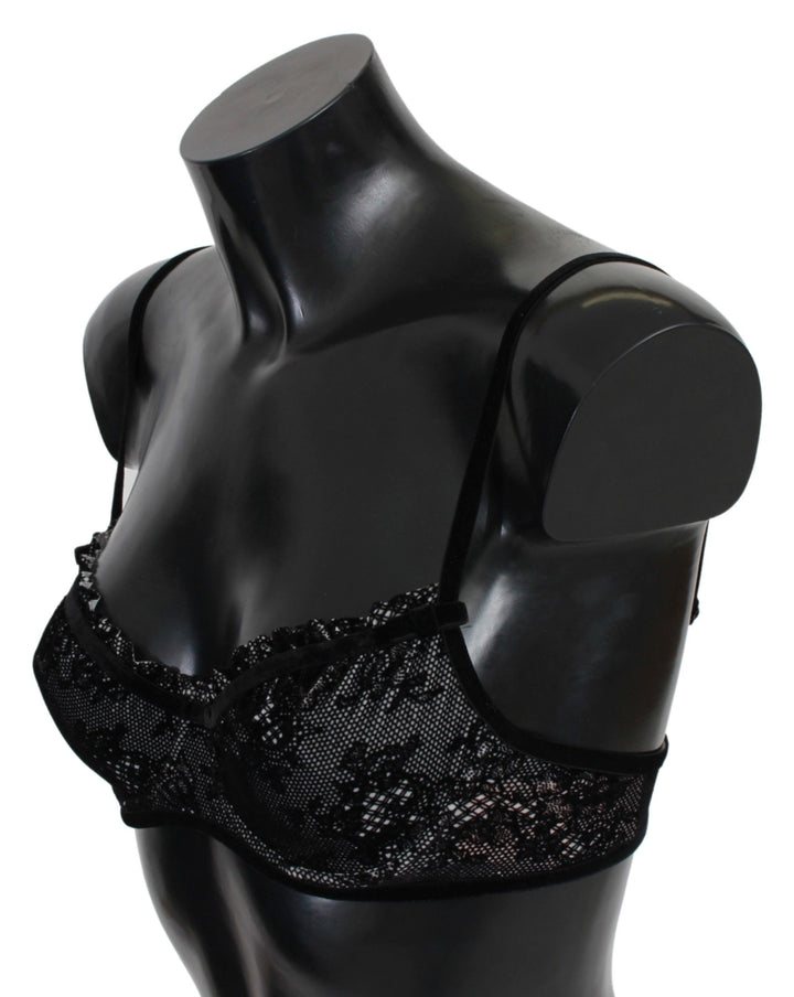 Smooth black mesh balconcino bra