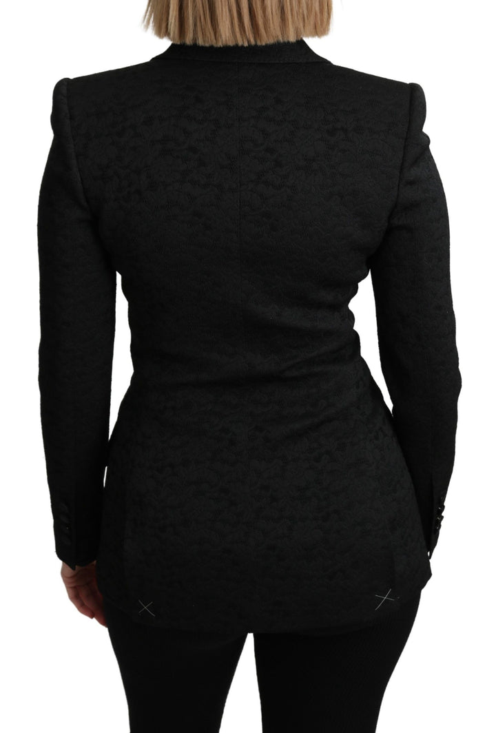 Schwarzer Brokat einreihiger Blazer Jacke